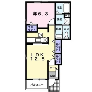 ウイング宗像B【1階】の間取り