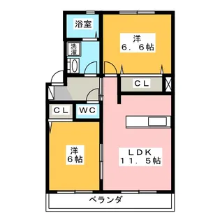 パステルガーデン石井A棟【2階】の間取り