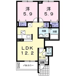 リッソ カージェII【1階】の間取り