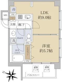 デュオ・スカーラ緑が丘【5階】の間取り