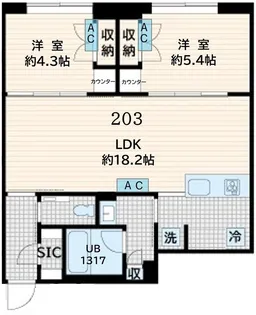 Fullea恵比寿【2階】の間取り