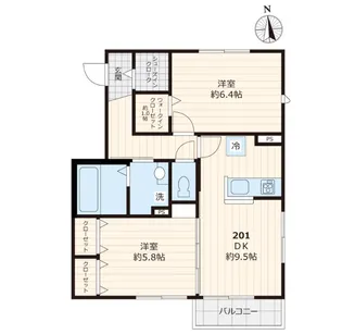 フィカーサ西東京 A棟【2階】の間取り