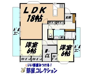ロイヤルキャッツ本城【5階】の間取り