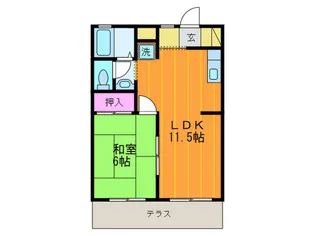 ヴィラ楠公E棟【2階】の間取り