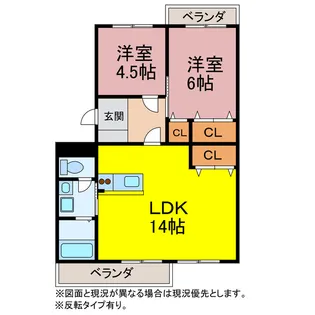からさわハイツA・B棟【3階】の間取り