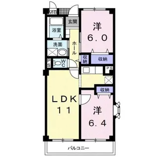 レインボウII【3階】の間取り