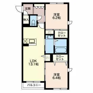 エクラージュ平川【2階】の間取り