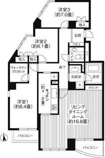 RIS柿の木坂【3階】の間取り