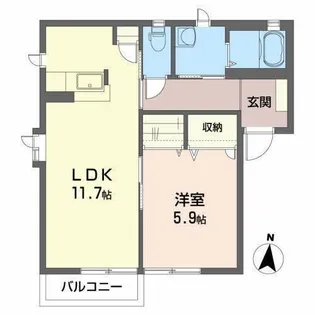 コスモリバー【1階】の間取り