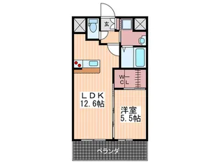 グランディ-ル東蟹屋【6階】の間取り