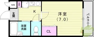 スクエアメゾン鈴蘭台【1階】の間取り