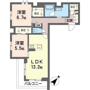 【新築】プレミアス アサヒ【SHM】【2階】の間取り