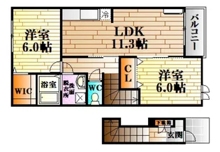 広島県広島市安佐北区亀山3【アパート】の間取り