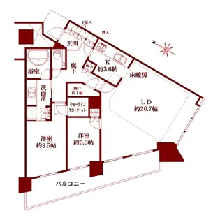 みなとみらいミッドスクエア ザ・タワーレジデンス【31階】の間取り