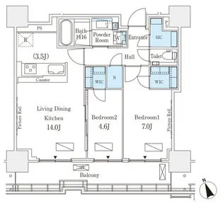 ロイヤルパークス品川【10階】の間取り