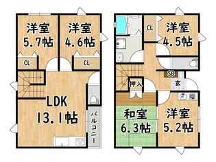 大阪府東大阪市永和3【一戸建】の間取り
