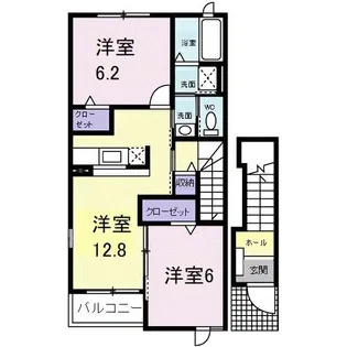 グランデ ムツミB【2階】の間取り