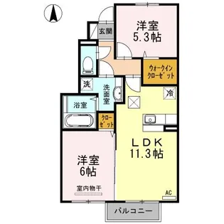 シャルムクレール若宮【1階】の間取り