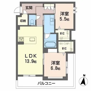 ノルディア野田【2階】の間取り