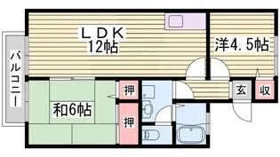 セジュール浜寺【1階】の間取り