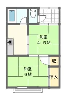 三方原グリーンハイツA【1階】の間取り
