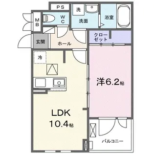 カーサ ピアチェーレ【1階】の間取り