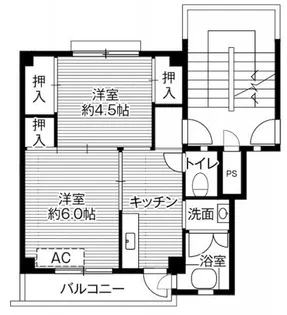 ビレッジハウス曽大根2号棟【1階】の間取り