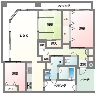 サザンパレス港川スカイデュオステラ【13階】の間取り