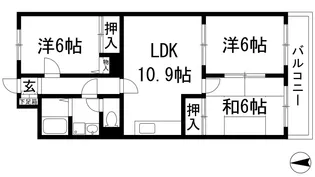 グロリオーサ甲東【1階】の間取り