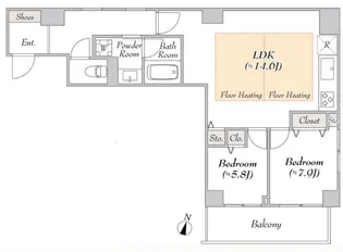 ルミークアン笹塚【4階】の間取り