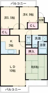 ユニーブル富雄【2階】の間取り