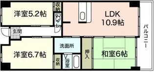 フォーラム牛田南【6階】の間取り