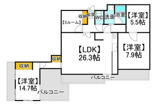 岡山県岡山市北区大和町1【マンション】の間取り