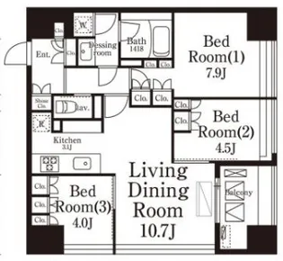 パークキューブ春日安藤坂【12階】の間取り