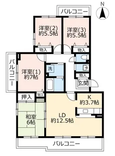 URコンフォールかぶと台【1階】の間取り