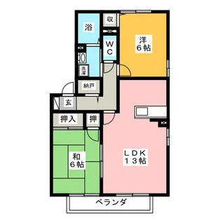 ル・アンソレイエ【2階】の間取り