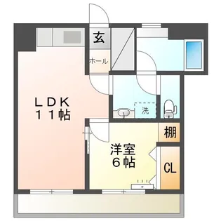 BLUE SKY ONE新町8番館【6階】の間取り