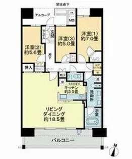 パークホームズ仙台定禅寺通【18階】の間取り