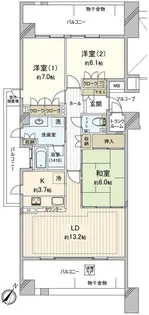 グランパティオス公園西の街1番館【12階】の間取り
