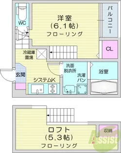 カーサセルパ【2階】の間取り