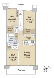 シティテラス横濱仲町台弐番館【8階】の間取り