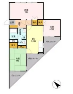コモンシティハイツABC【1階】の間取り