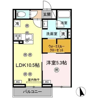ディアライズ河内【2階】の間取り