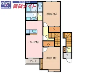 SUN PRESS B【2階】の間取り