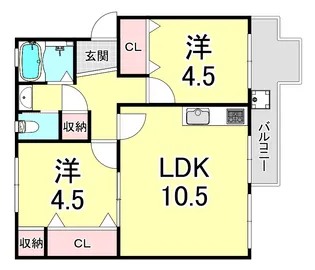 明舞第1団地2号棟【3階】の間取り