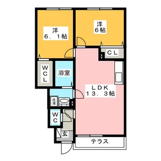 Vill neuve B棟【1階】の間取り