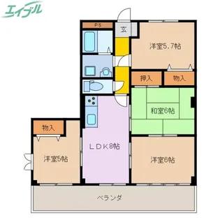 グランディール雅【2階】の間取り