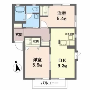ハウス・パディF【1階】の間取り