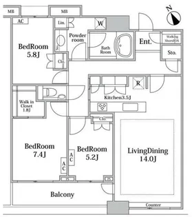 芝浦アイランド グローヴタワー【36階】の間取り