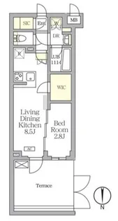 アジールコート都立大学【1階】の間取り